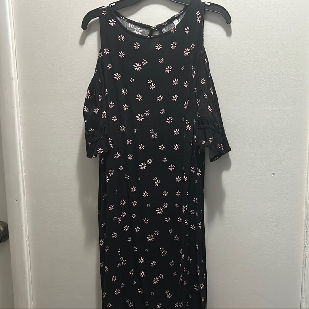 Xhilaration Black and White Cut Out Tiered Mini Dress